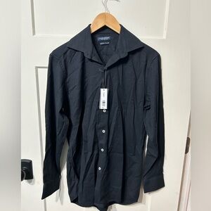 Tailorbyrd Black Dress herringbone Button down Iron Free Trim Fit